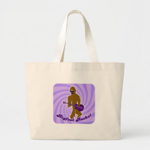 Bolsa Tote Grande Bigfoot Rocks Funny Sasquatch Rocker Cartoon