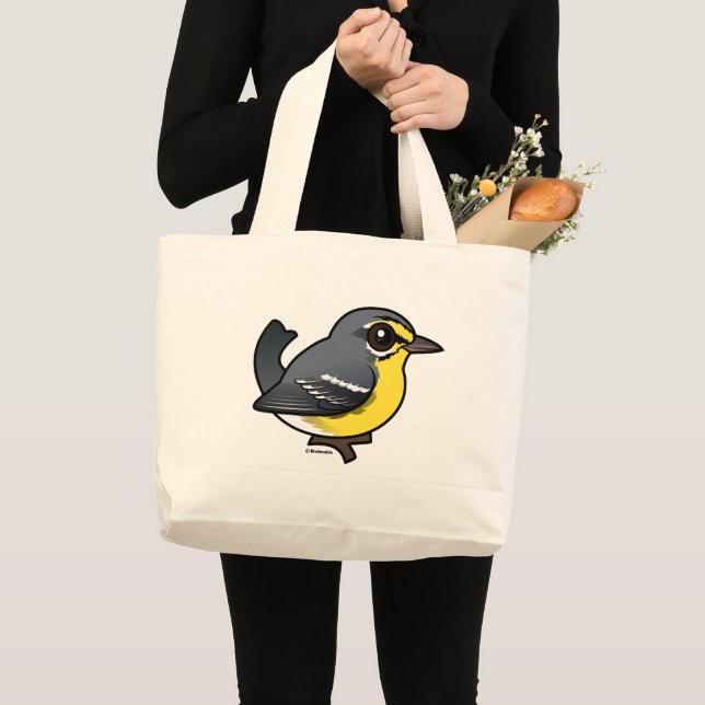 Bolsa Tote Grande Birdorable Adelaide's Warbler (Frente (produto))