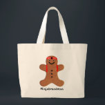 Bolsa Tote Grande Biscoito de Ninjabreadman (biscoito)<br><div class="desc">Uma reviravolta peculiar num biscoito gingerbreadman (biscoito),  o ninjabreadman ostenta uma banda de cabeceira Shinobi.</div>