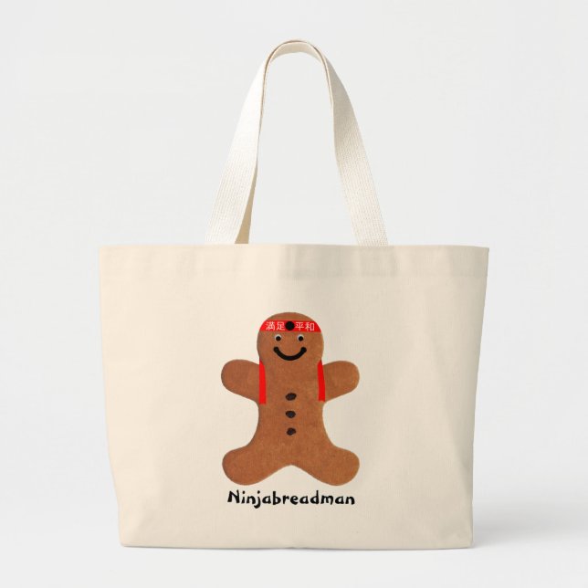 Bolsa Tote Grande Biscoito de Ninjabreadman (biscoito) (Frente)
