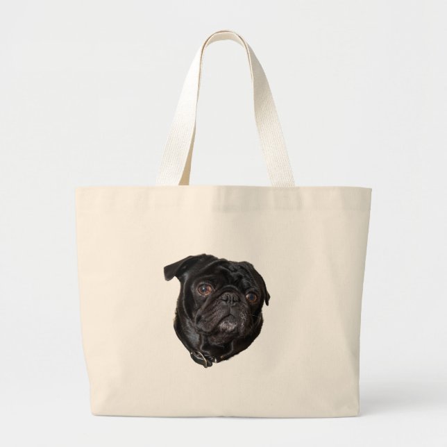 Bolsa Tote Grande Black Funny Pug (Frente)