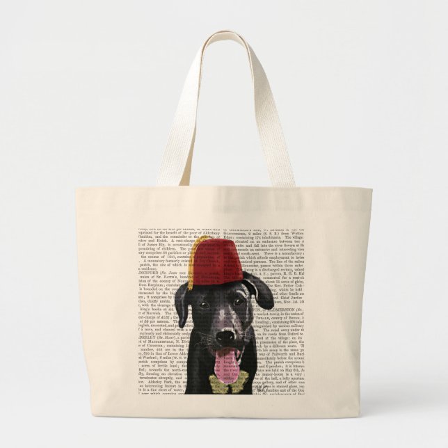 Bolsa Tote Grande Black Labrador Com Fez (Frente)