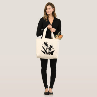 Bolsa Tote Grande BLACK - Tote bag con  Flor del paraiso en negro