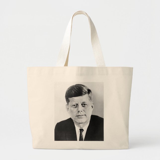 Bolsa Tote Grande Black & White JFK John F. Kennedy (Frente)