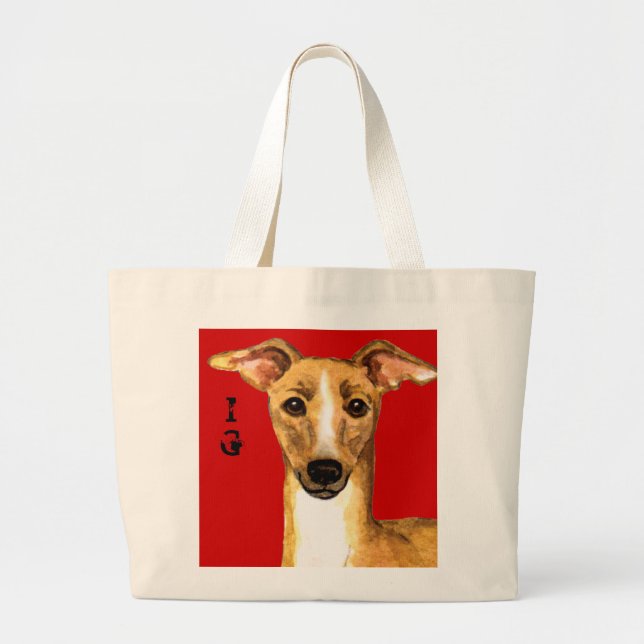 Bolsa Tote Grande Bloco de Cores de Greyhound Italiano (Frente)