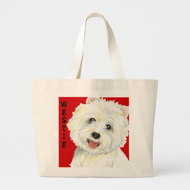 Bolsa Tote Grande Bloco de Cores do Westie (Frente)