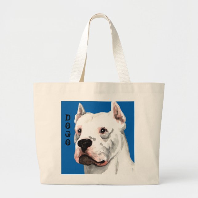 Bolsa Tote Grande Bloco de cores Dogo Argentino (Frente)