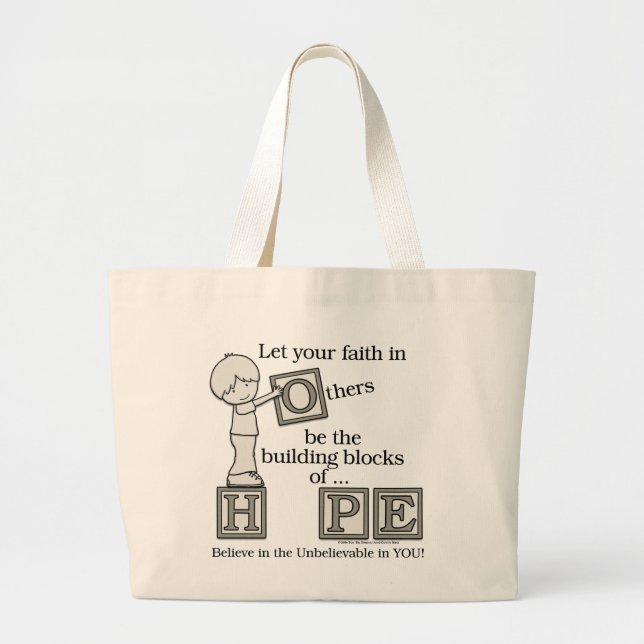 Bolsa Tote Grande Blocos de construção da HOPE (Frente)