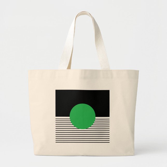 Bolsa Tote Grande Bloqueio Branco Preto e Círculo Verde (Frente)