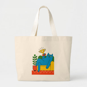 Bolsa Tote Grande Blue Cat Trophy Lounger - Tote