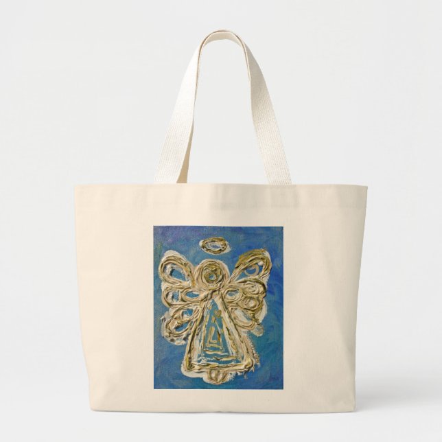 Bolsa Tote Grande Blue Guardian Angel Art Custom Totoag (Frente)