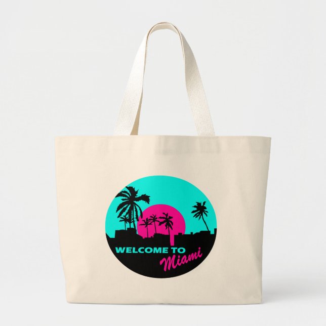 Bolsa Tote Grande Boa vinda legal ao design de Miami (Frente)
