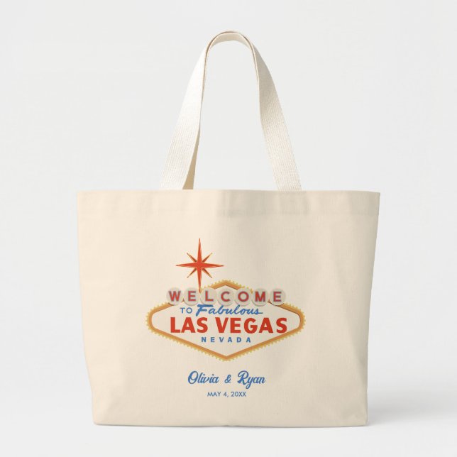 Bolsa Tote Grande Boas-vindas ao Casamento de Destino de Las Vegas (Frente)