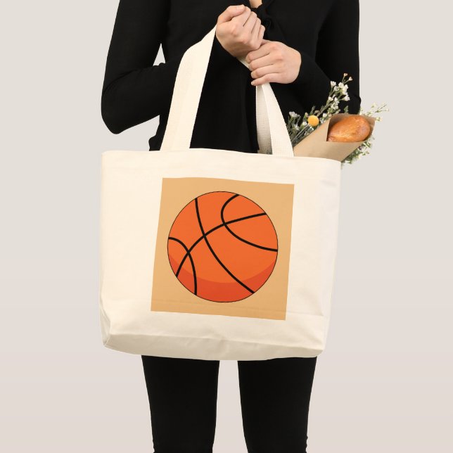 Bolsa Tote Grande Bola de Basquete de Cartoon (Frente (produto))