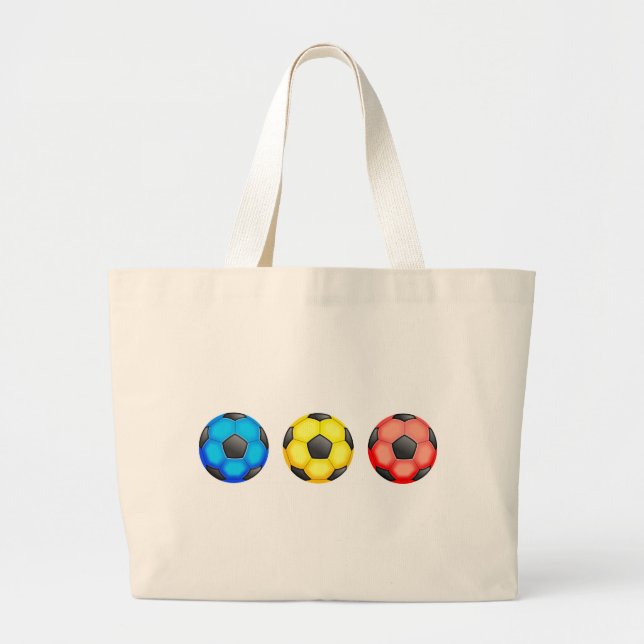 Bolsa Tote Grande Bolas de futebol coloridas (Frente)