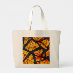 Bolsa Tote Grande Bold Geometric African Wax Print Fabric - Gold, Re