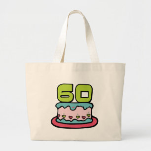 Bolsa Tote Grande Bolo de aniversário de 60 anos