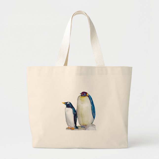 Bolsa Tote Grande Bolsa das canvas dos pinguins o grande (Frente)