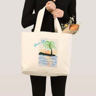 Bolsa Tote Grande Bolsa Grande para a Praia com a expressão Beach Li