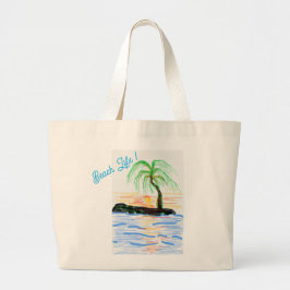Bolsa Tote Grande Bolsa Grande para a Praia com a expressão Beach Li