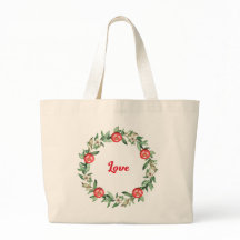 Bolsa Grande Rosa Floral & Romã