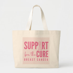 Bolsa Tote Grande Bolsas cor-de-rosa com cura de apoio ao cancer de