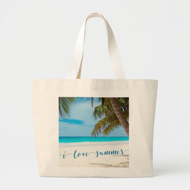 Bolsa Tote Grande Bolsas de praia Grandes de Verão Personalizadas Ad (Frente)