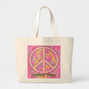 BOLSA TOTE GRANDE BOLSAS GROOVY TIMZ - SINAIS DE PAZ - FASHION - PRE