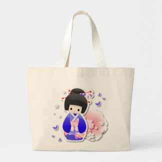 Bolsa Tote Grande Boneca Geisha Japonesa - Blue Series Bag