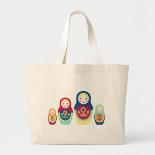 Bolsa Tote Grande Bonecas de Matryoshka