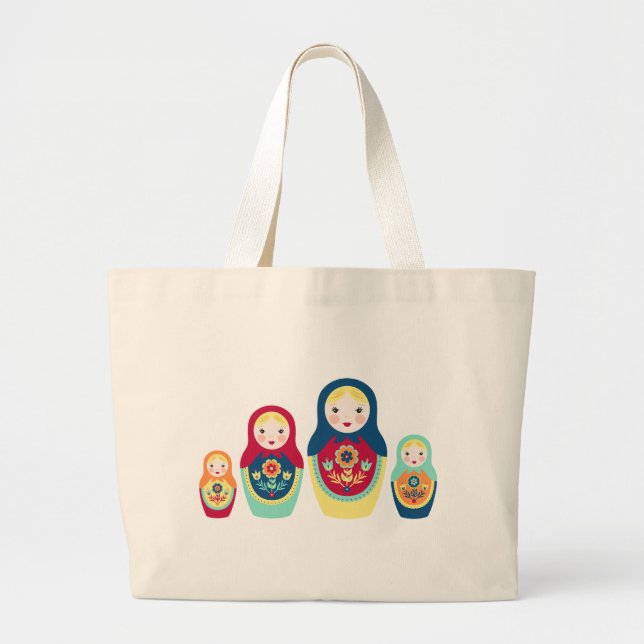 Bolsa Tote Grande Bonecas de Matryoshka (Frente)