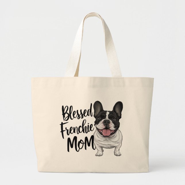 Bolsa Tote Grande Bonita frenética Mãe Branca Francês Raposa Cachorr (Frente)