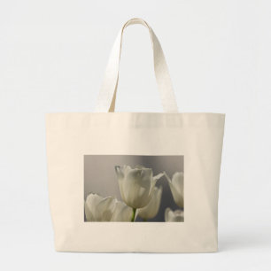 Bolsa Tote Grande Bonitas Tulipas Primavera brancas