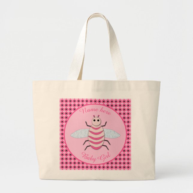 Bolsa Tote Grande Bonito Bebê Rosa Personalizada (Frente)