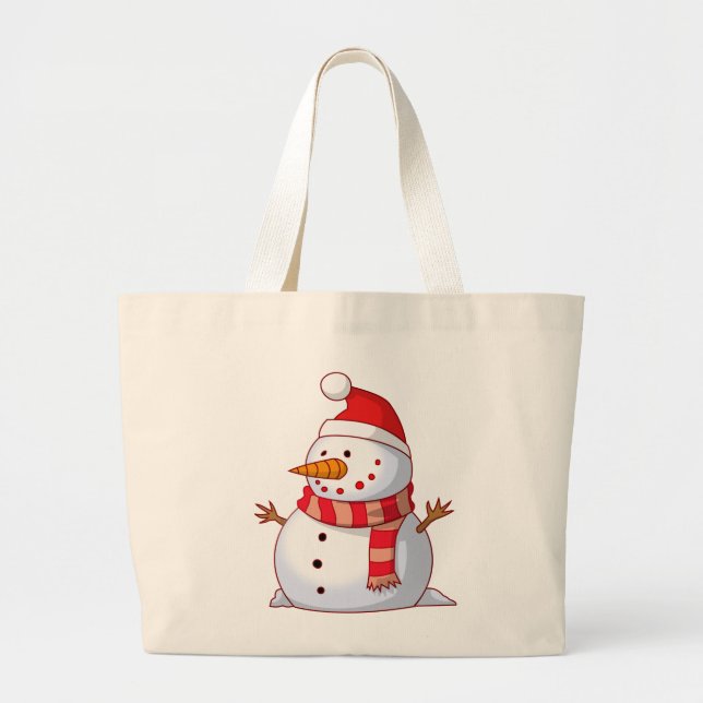 Bolsa Tote Grande Bonito boneco de neve de Natal (Frente)