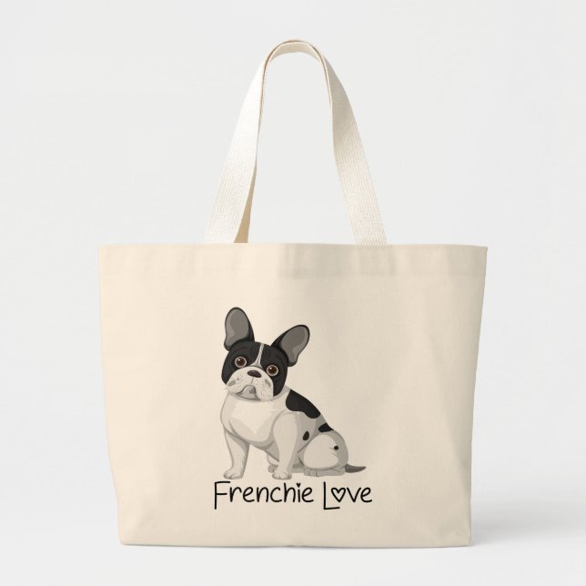 Bolsa Tote Grande Bonito Bulldog Francês Oferece Francês Mãe Cachorr (Frente)
