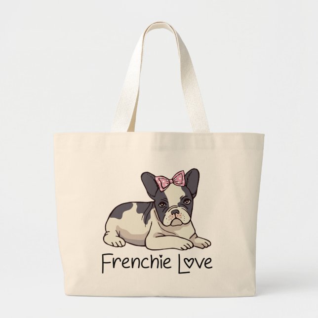 Bolsa Tote Grande Bonito Bulldog Francês Presente Cachorro Cachorro  (Frente)