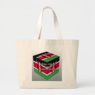 Bolsa Tote Grande Bonito e adorável cubo de bandeira queniano com sa