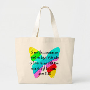 BOLSA TOTE GRANDE BONITO JOHN 11:25 CAIXA DE CHUMBO DESIGN