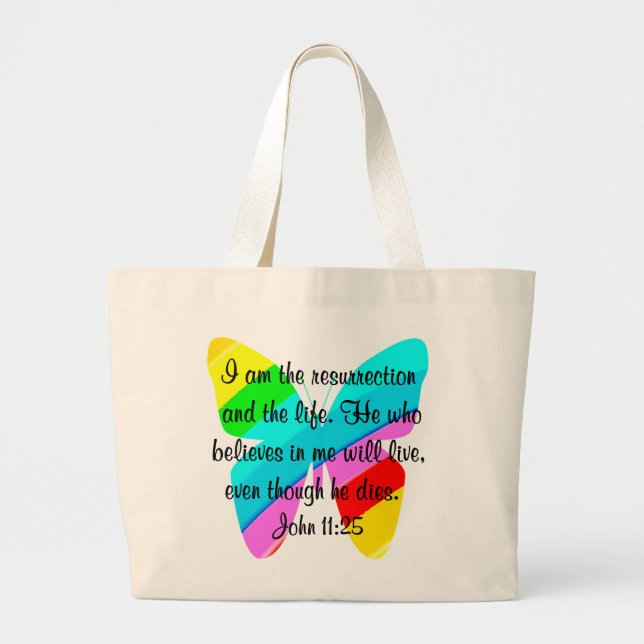 BOLSA TOTE GRANDE BONITO JOHN 11:25 CAIXA DE CHUMBO DESIGN (Frente)