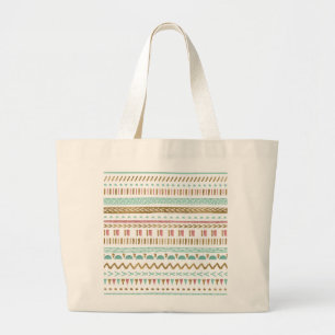 Bolsa Tote Grande Bonito pintura à mão tribal Aztec design geométric
