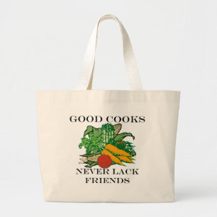 Bolsa Tote Grande Bons Cozinheiros Nunca Faltam Amigos