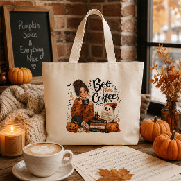 Bolsa Tote Grande Boo Depois Café Professor de Música Halloween