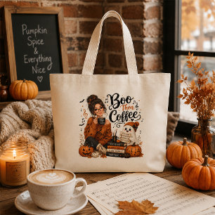 Bolsa Tote Grande Boo Depois Café Professor de Música Halloween
