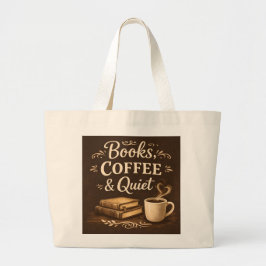 Bolsa Tote Grande Books, Coffee & Quiet – Dark Academia Book Lover