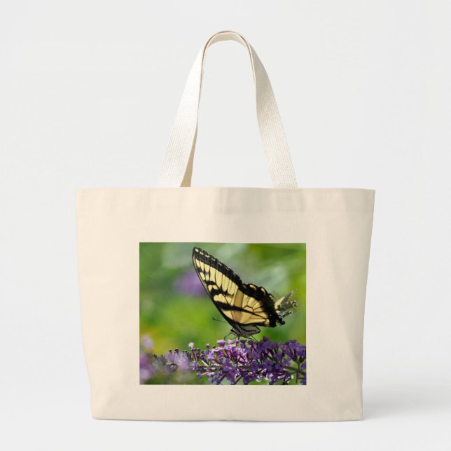Bolsa Tote Grande Borboleta amarela e preta na Lavanda (Frente)