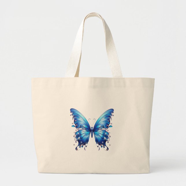 Bolsa Tote Grande borboleta azul (Frente)
