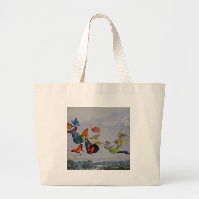 Bolsa Tote Grande Borboleta e Fada Rainha Borboletas Fadas (Frente)