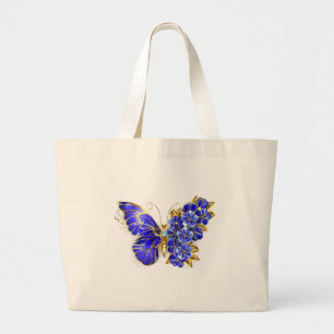 Bolsa Tote Grande Borboleta Flor Sapphire