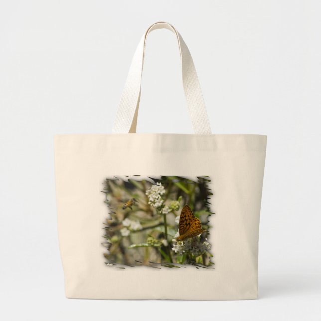 Bolsa Tote Grande Borboleta Laranja e Abelha (Frente)
